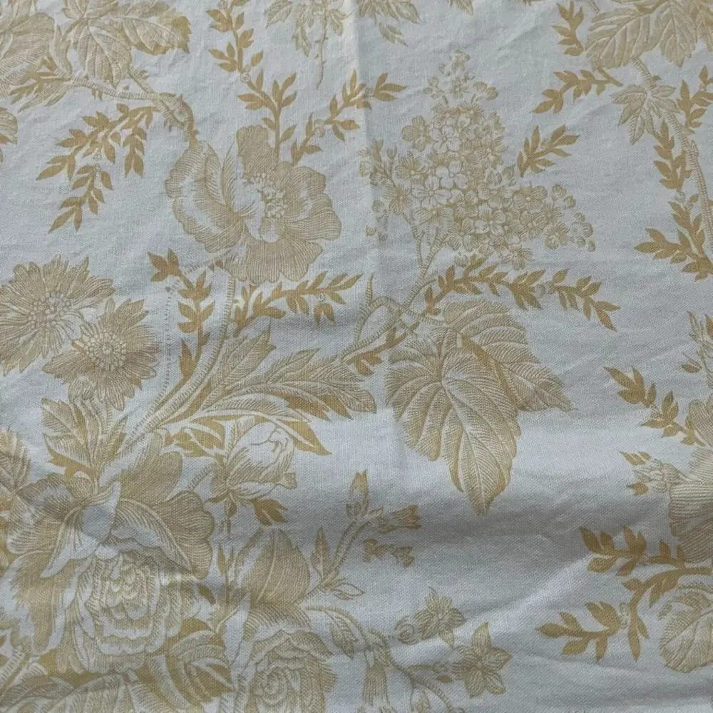 Restoration Hardware Golden Yellow Shower Curtain Cotton Floral Toile Damask